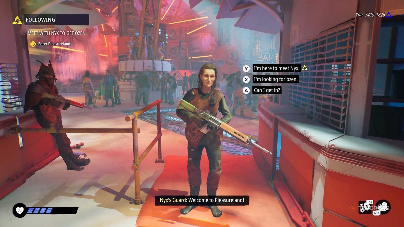 Guard at the front of Pleasureland in Tides of Tomorrow.