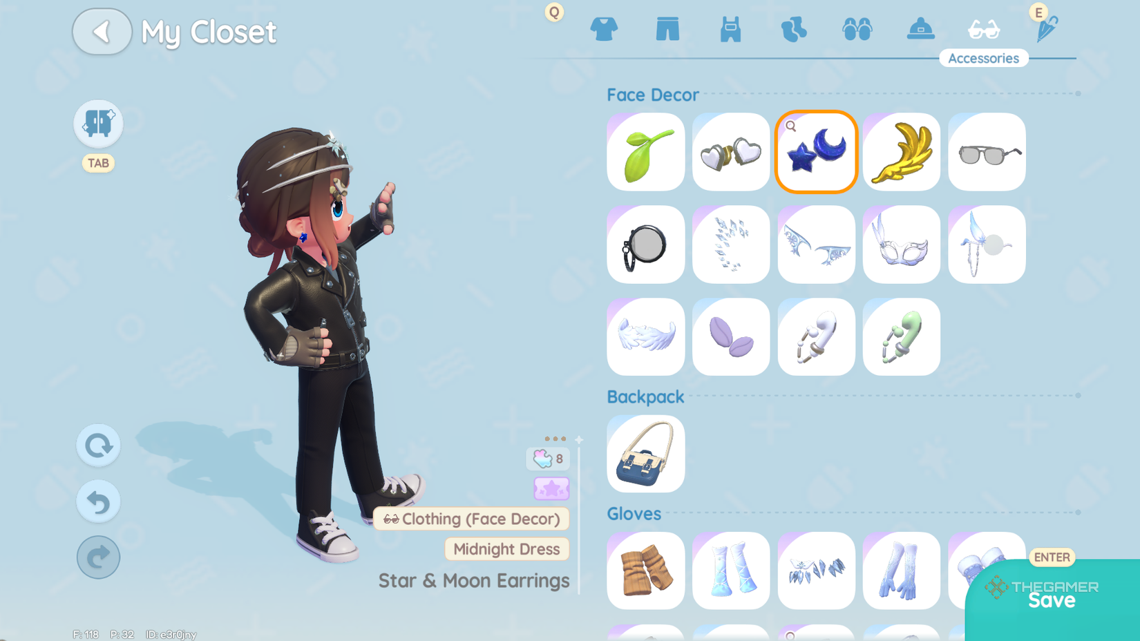 Heartpia showing off her star and moon earrings.