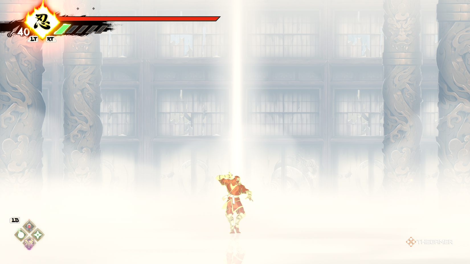 Joe Mushashi in an outfit inspired by Golden Axe's Death Adder in Shinobi: Art of Vengeance.