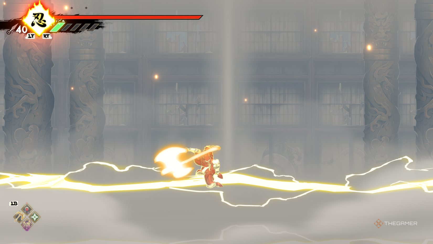 Joe Mushashi using the Ninpo-inspired Golden Axe's Death Adder in Shinobi: Art of Vengeance.