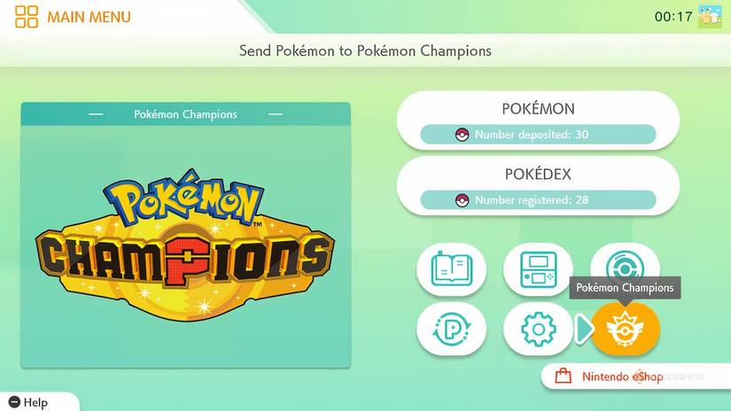 Pokemon Champions option in Pokemon Home.