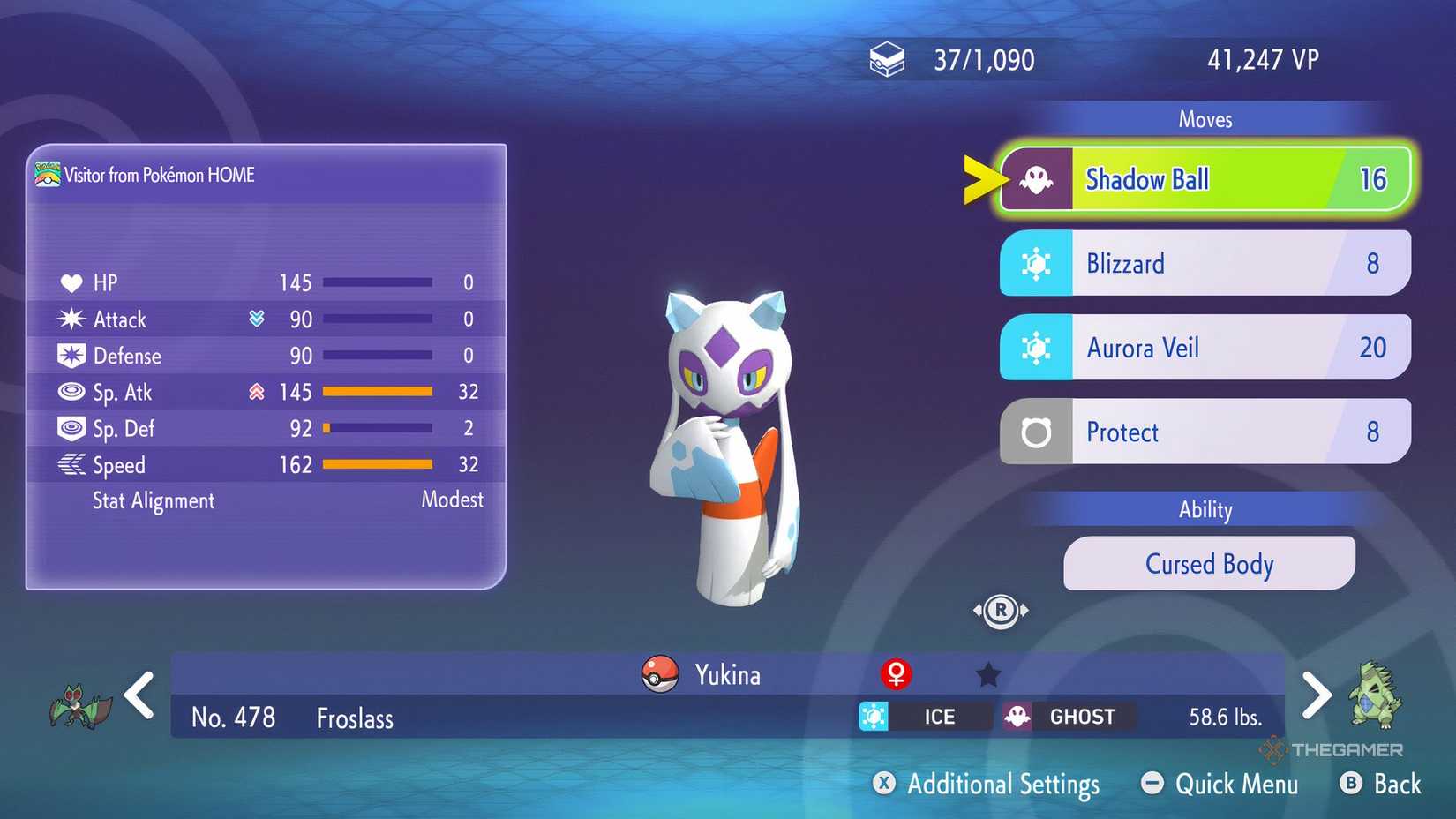 Froslass summary in Pokemon Champions.