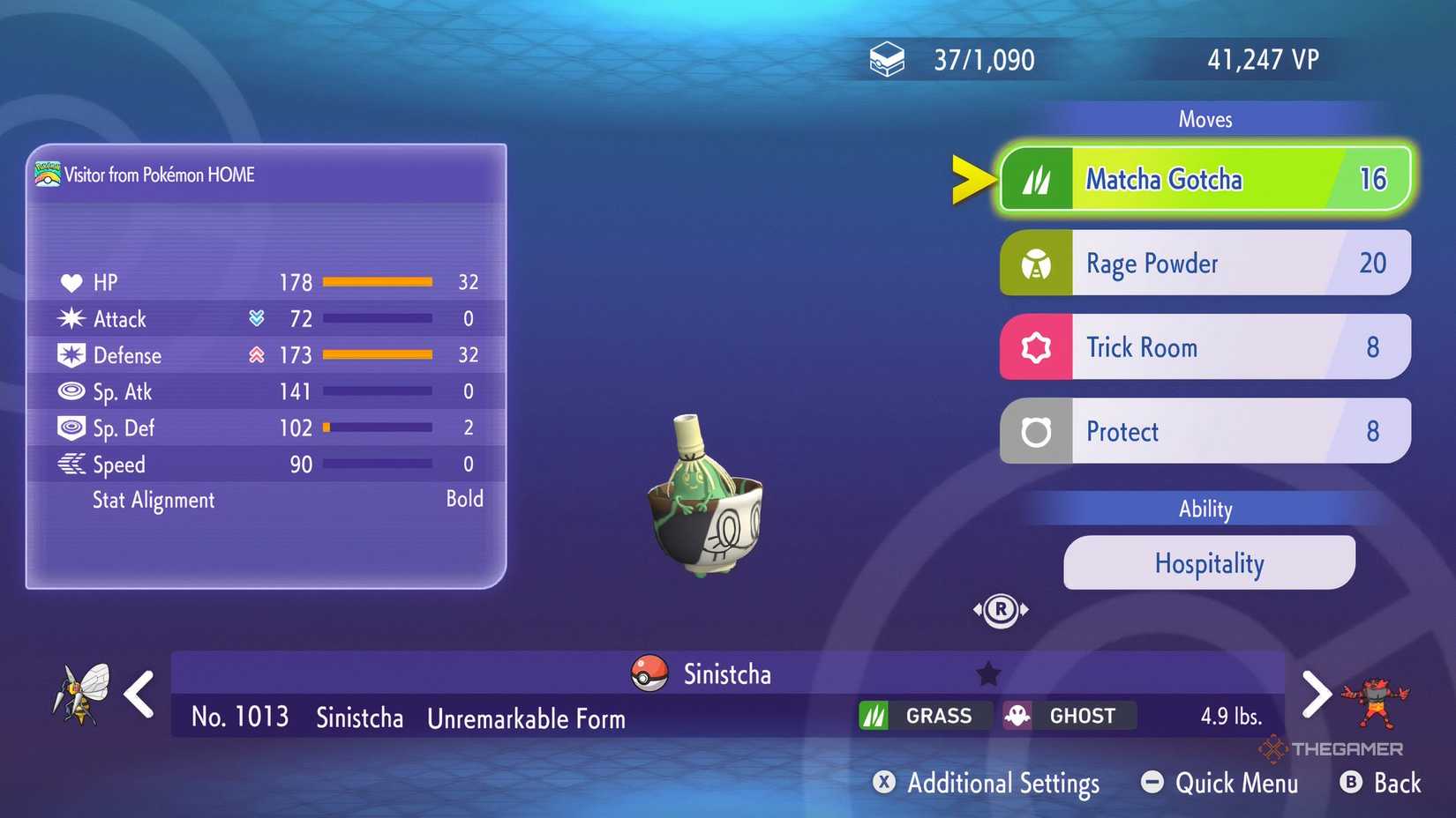 Sinistcha summary in Pokemon Champions.