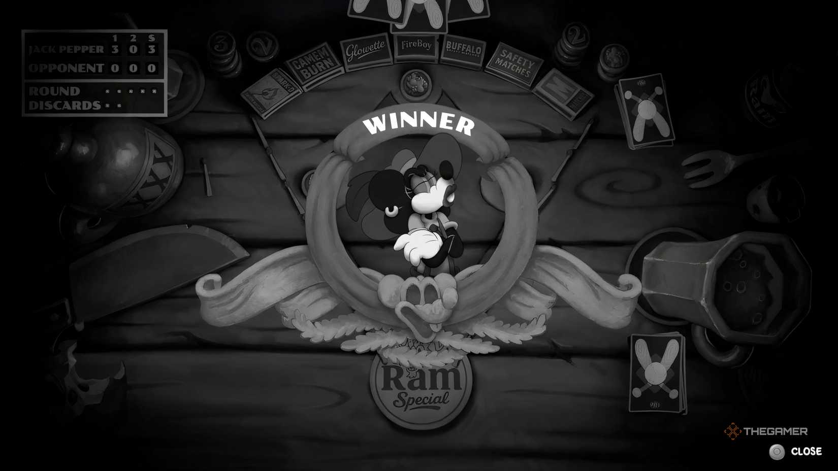 Winning screen in baseball cards in Mouse PI For Hire.