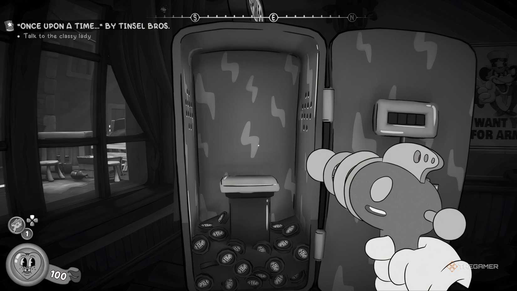 Player holding a Ray Gun in Mouse PI For Hire.