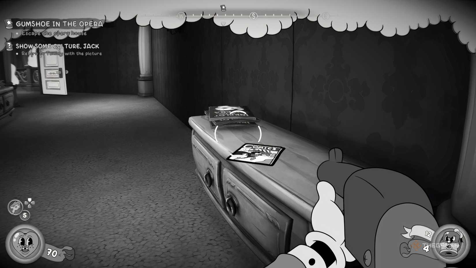 A cartoon lying on a table in Mouse PI For Hire.