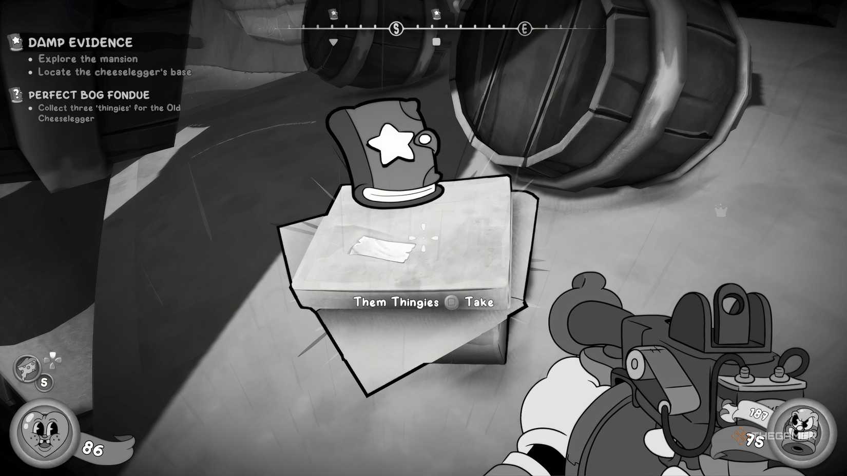 A crate sitting on top of a sunken boat in Mouse PI For Hire.