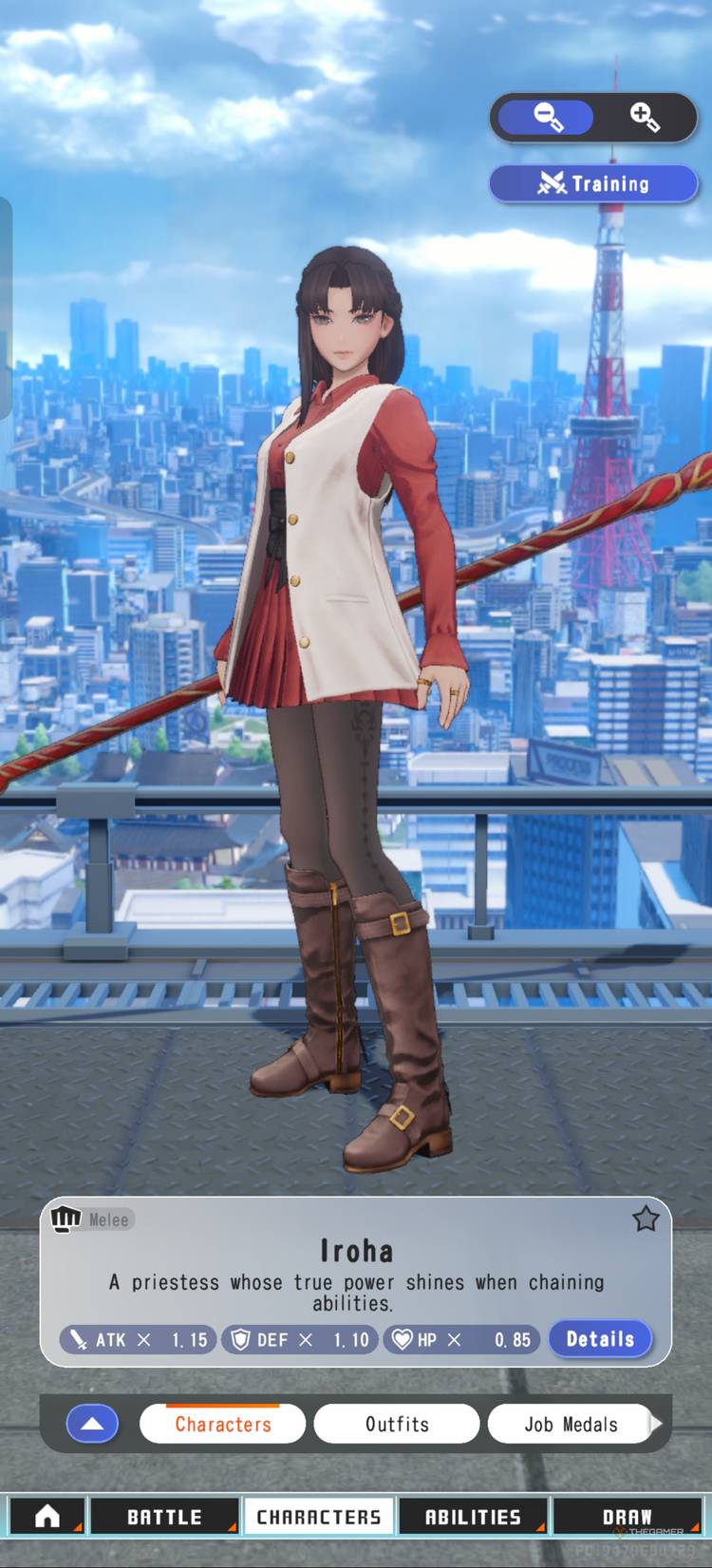 Iroha's character screen in Dissidia Duellum Final Fantasy.