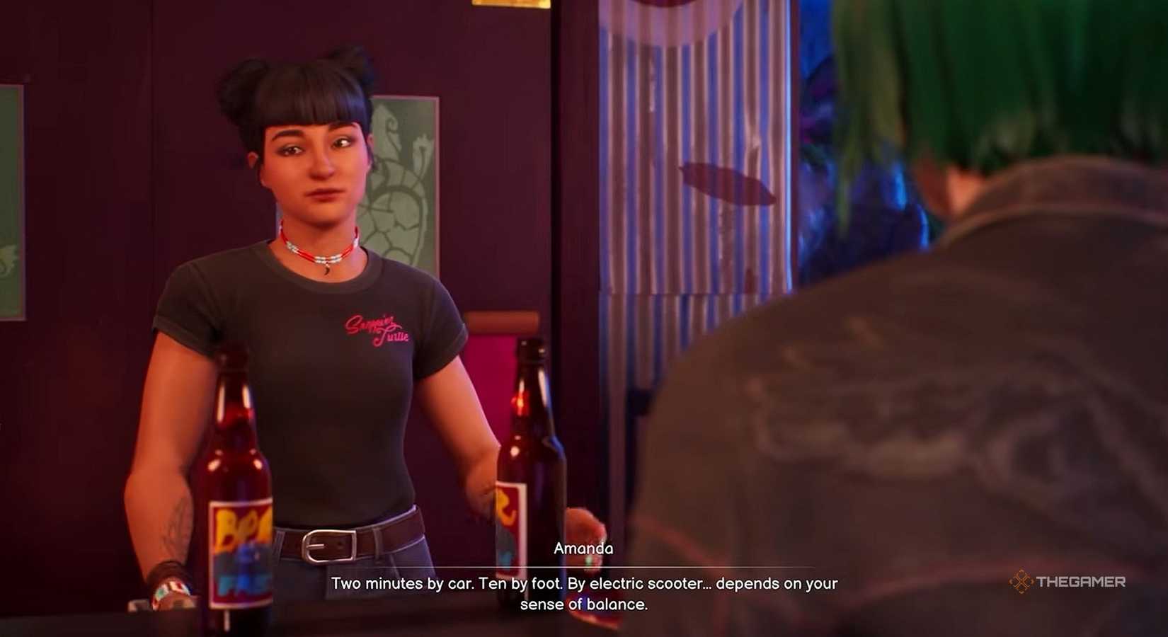Max and Amanda talking at a bar in Life is Strange Reunion.