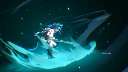 Mint does his Thunderous Whirlwind Slash Ultimate on the boss in Neverness to Everness.