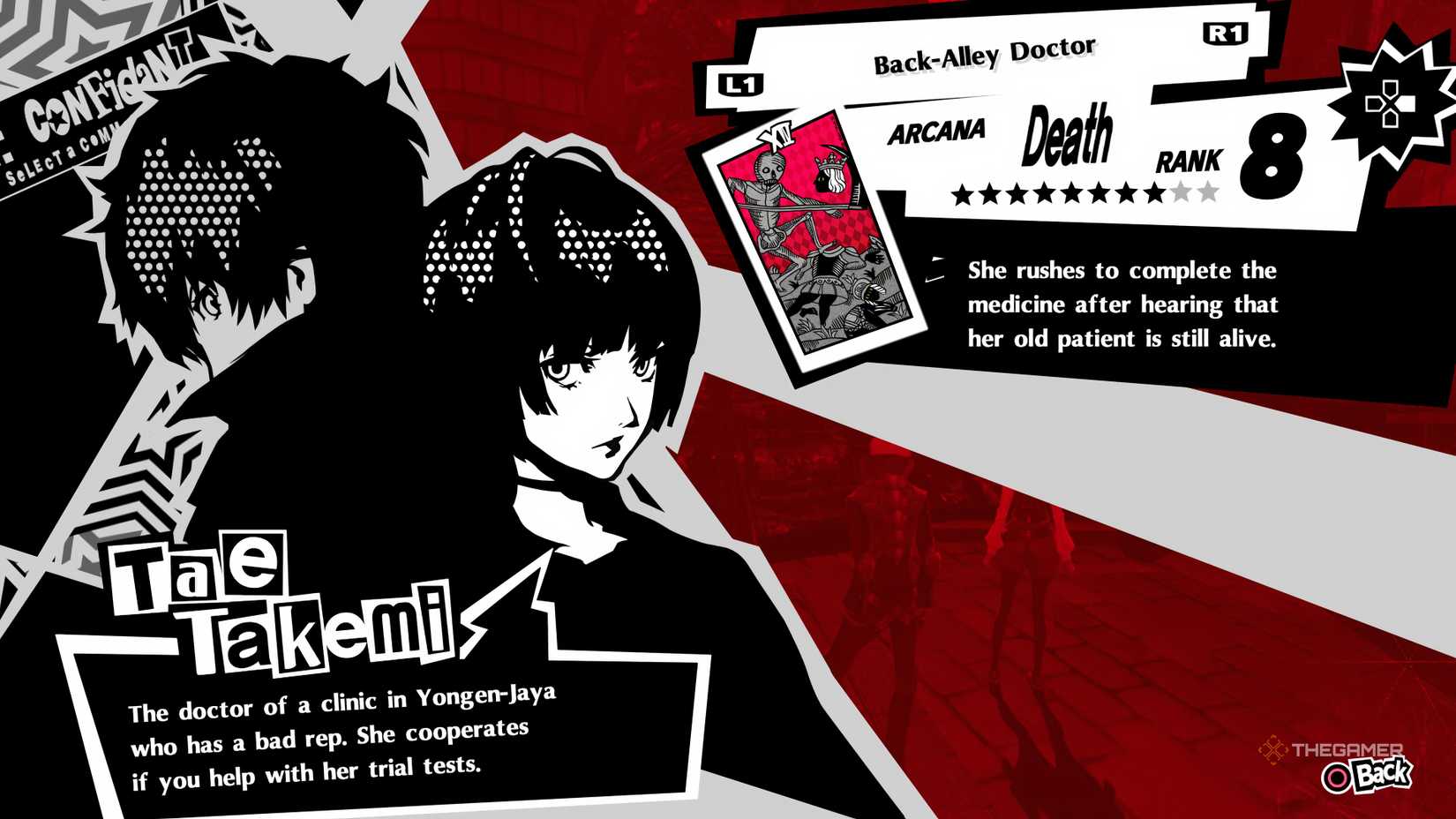 Takemi's Death Confidant in Persona 5 Royal.