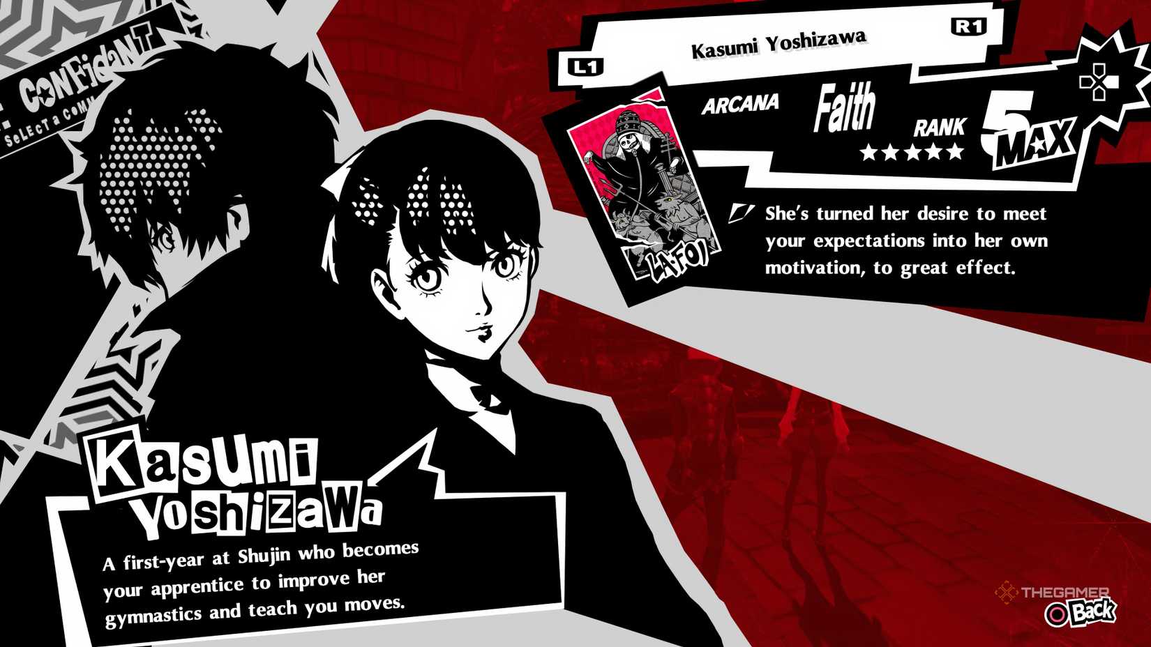 Kasumi's Faith Confidant in Persona 5 Royal.