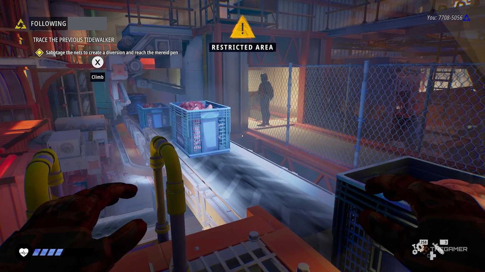 Players about to step onto the conveyor belt in Tides of Tomorrow.