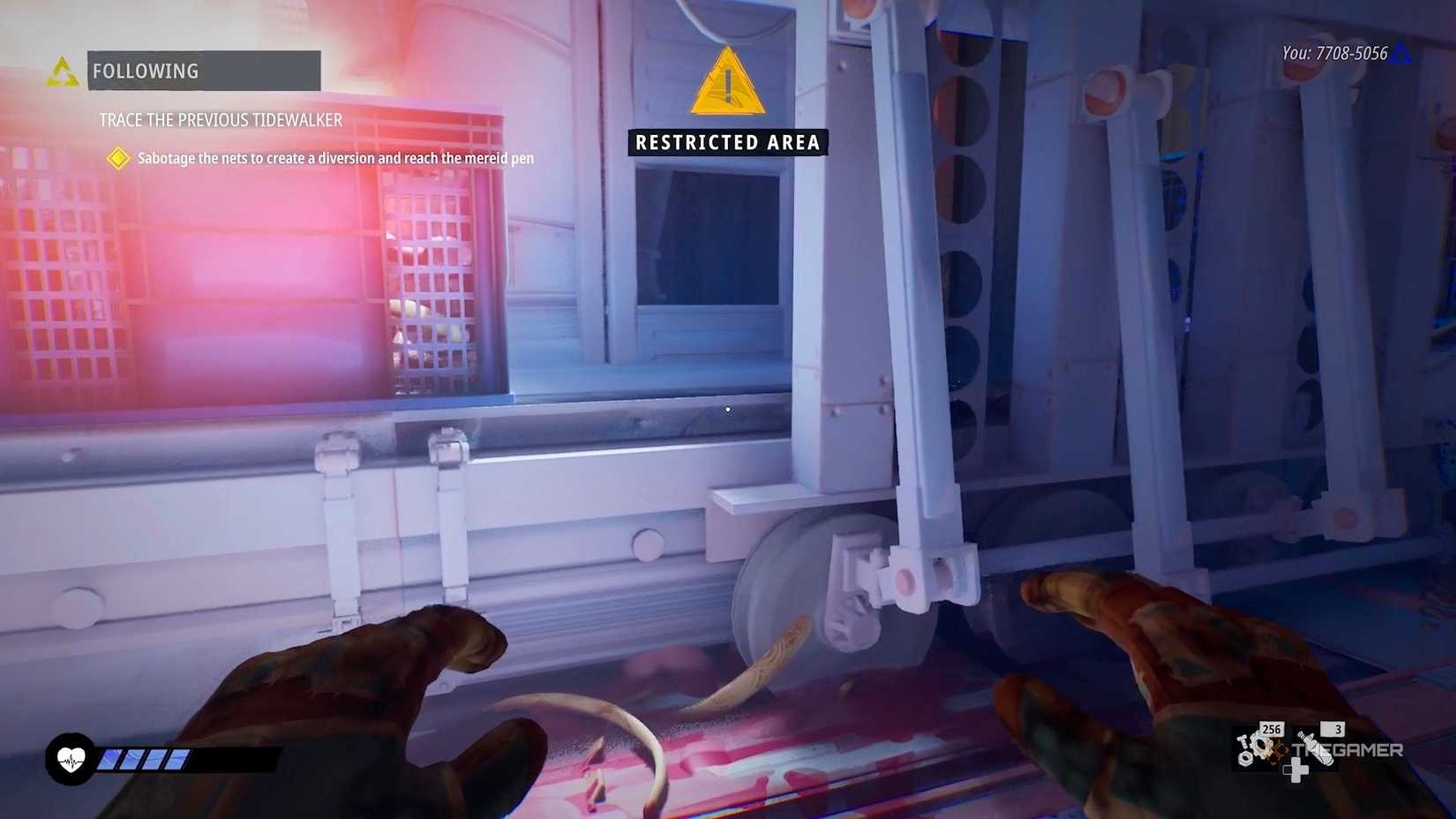 Player hiding behind a box in Tides of Tomorrow.