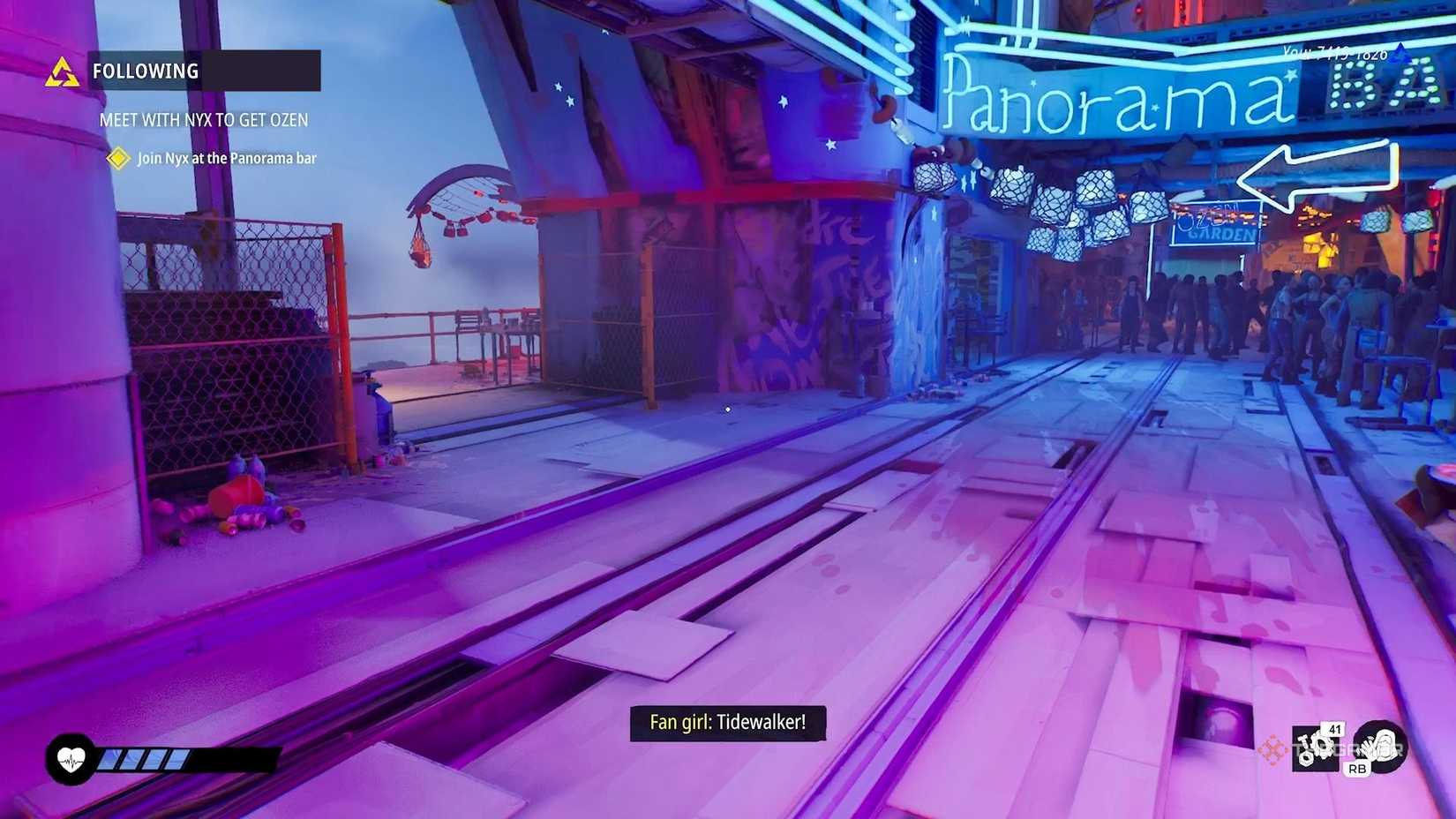 Players look at the Panorama Bar in Tides of Tomorrow.