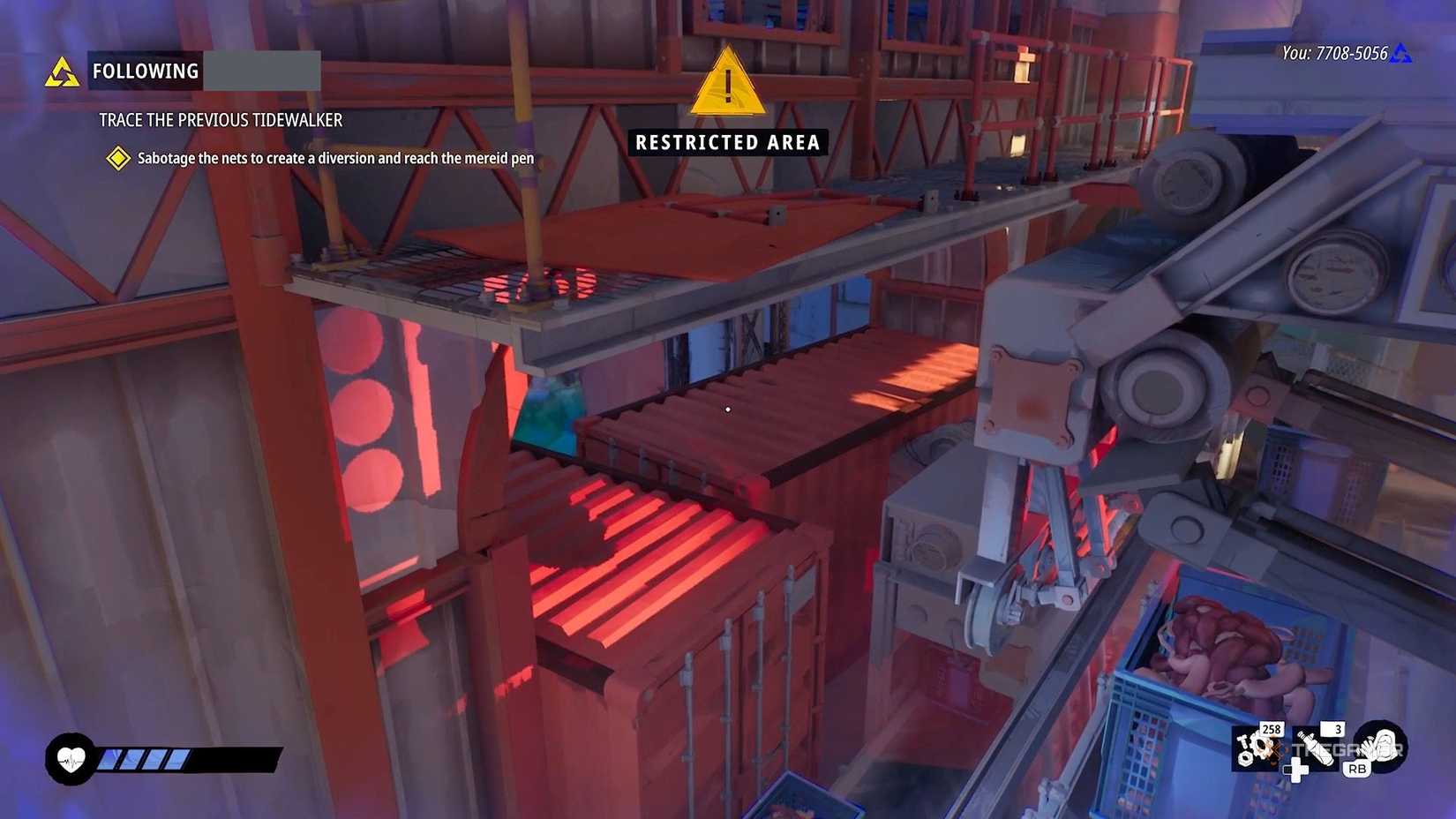 Players look over a catwalk in Tides of Tomorrow.