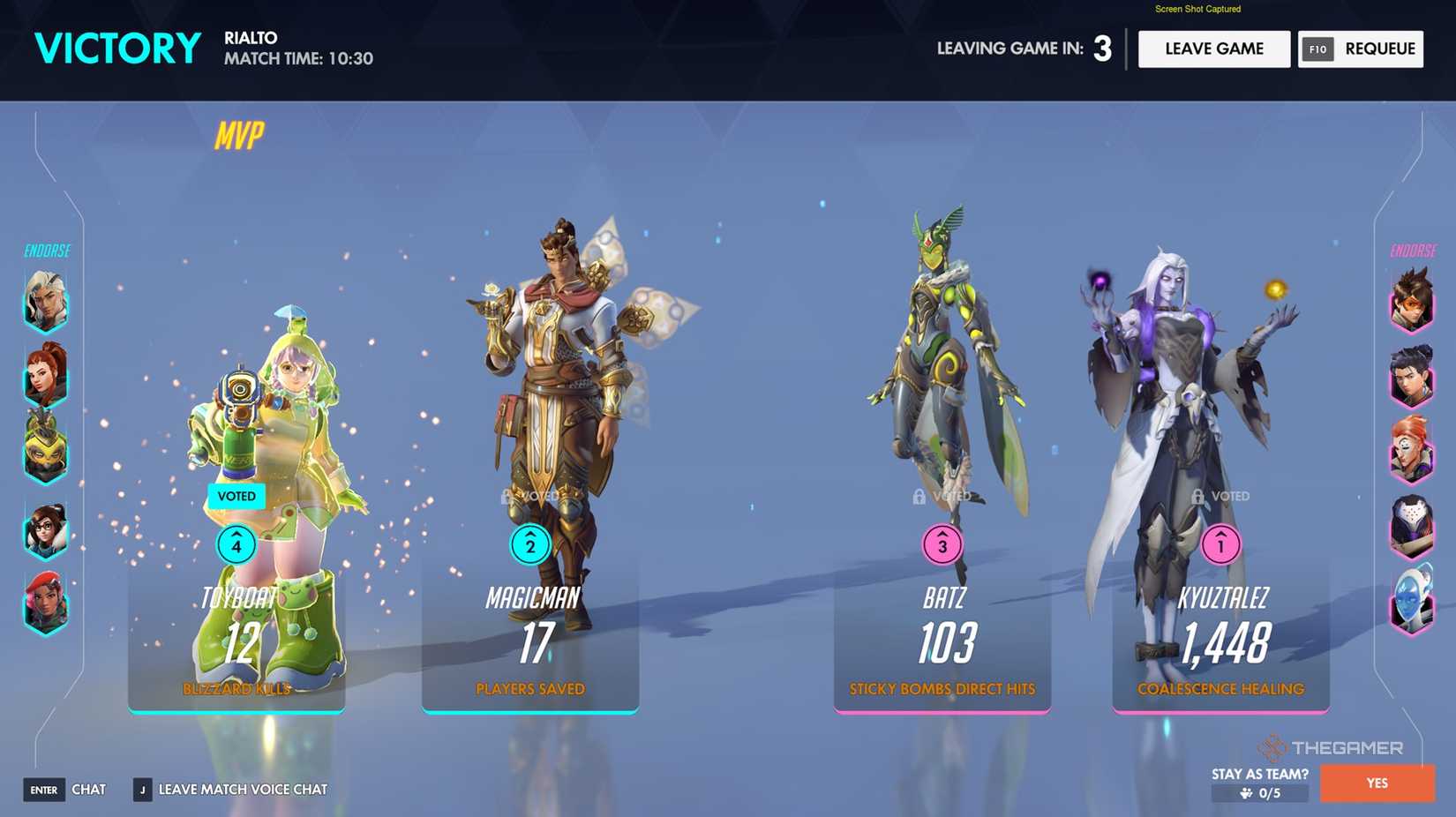 Post a match appreciation screen in Overwatch.