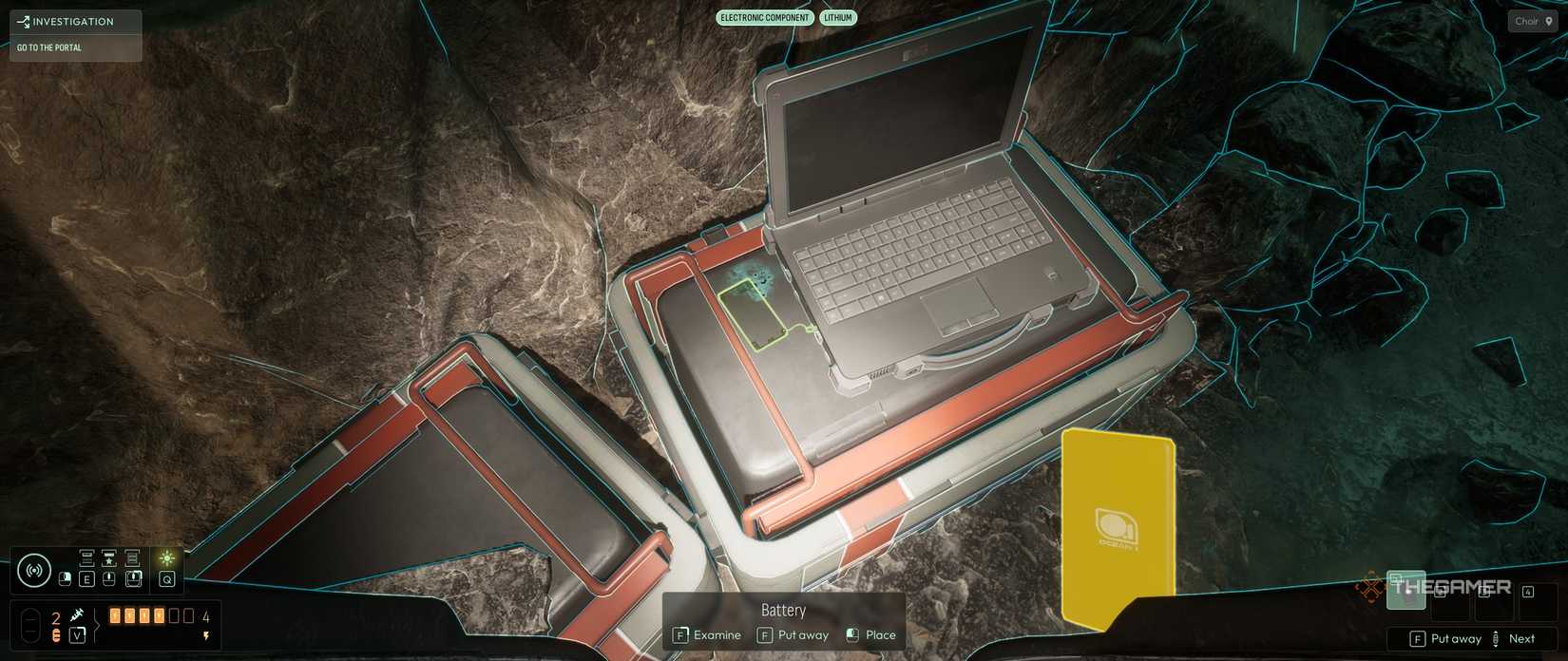 Replacing a laptop battery in Cthulhu The Cosmic Abyss.