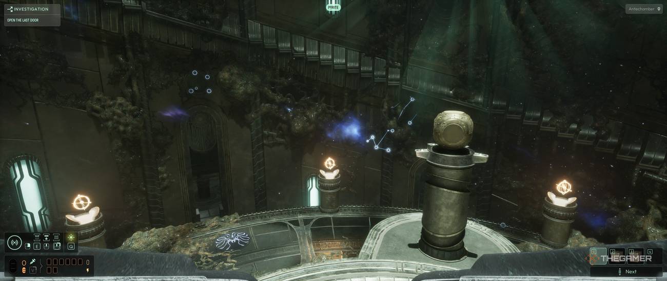 Cthulhu stands in the center of a room filled with floating stars representing the constellations of The Cosmic Abyss.