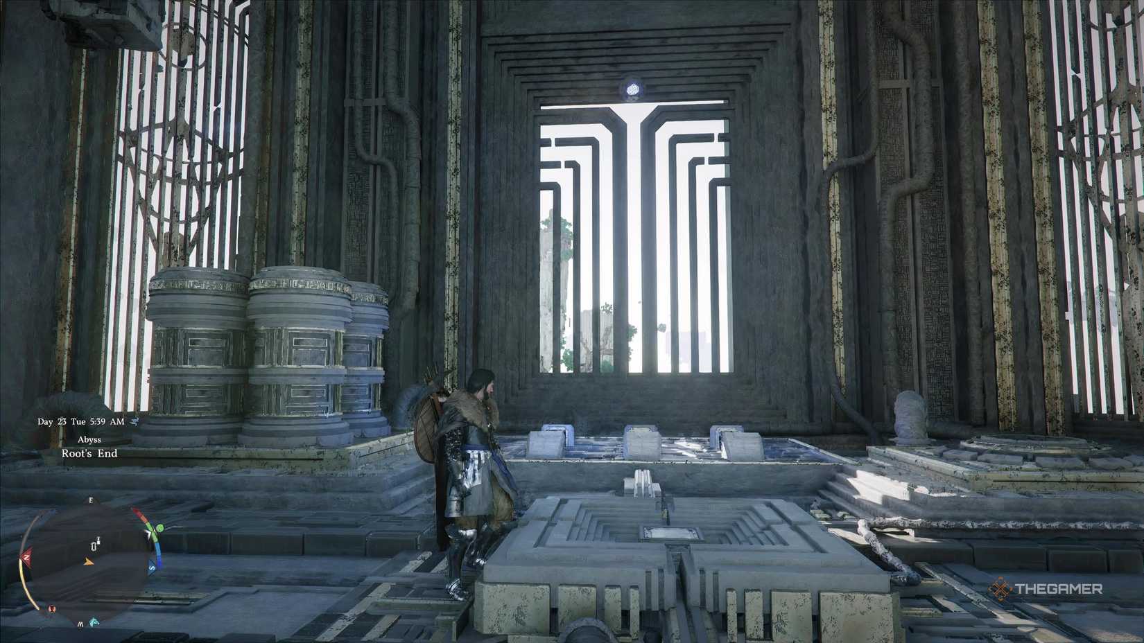 The main chamber of the Root's End Abyss puzzle mission in the Crimson Desert.