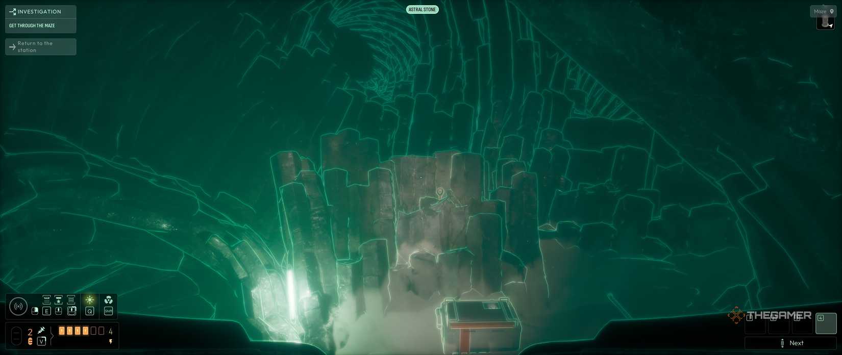The maze in Chapter 2 filled with sonar waves in Cthulhu The Cosmic Abyss.