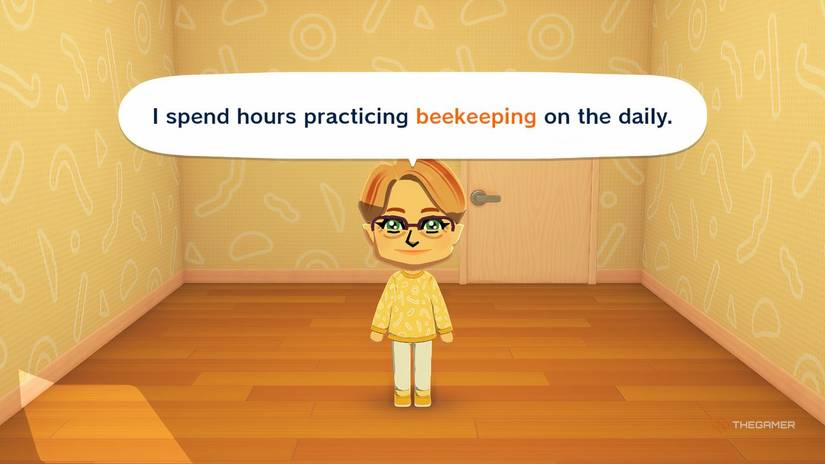 Tomodachi Life Living the dream A Mii in a yellow room with a thoughtful personality.