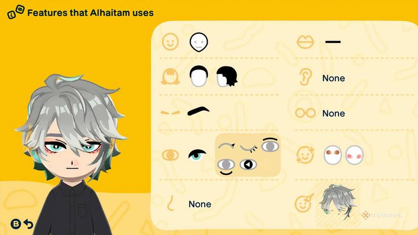 Tomodachi Life Living the Dream Alhaitham face data.
