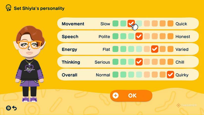 Tomodachi Life Living the Dream Personality Selection.