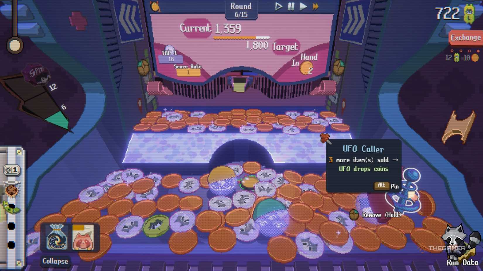 UFO Caller on the pitch in Reccoin Coin Pusher.