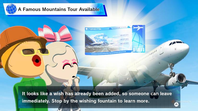 Touring the Famous Mountains Tour tickets in Tomodachi Life Living the Dream.