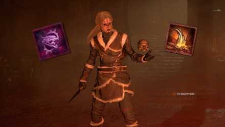 Warlock in Diablo 4 with skills around his head.