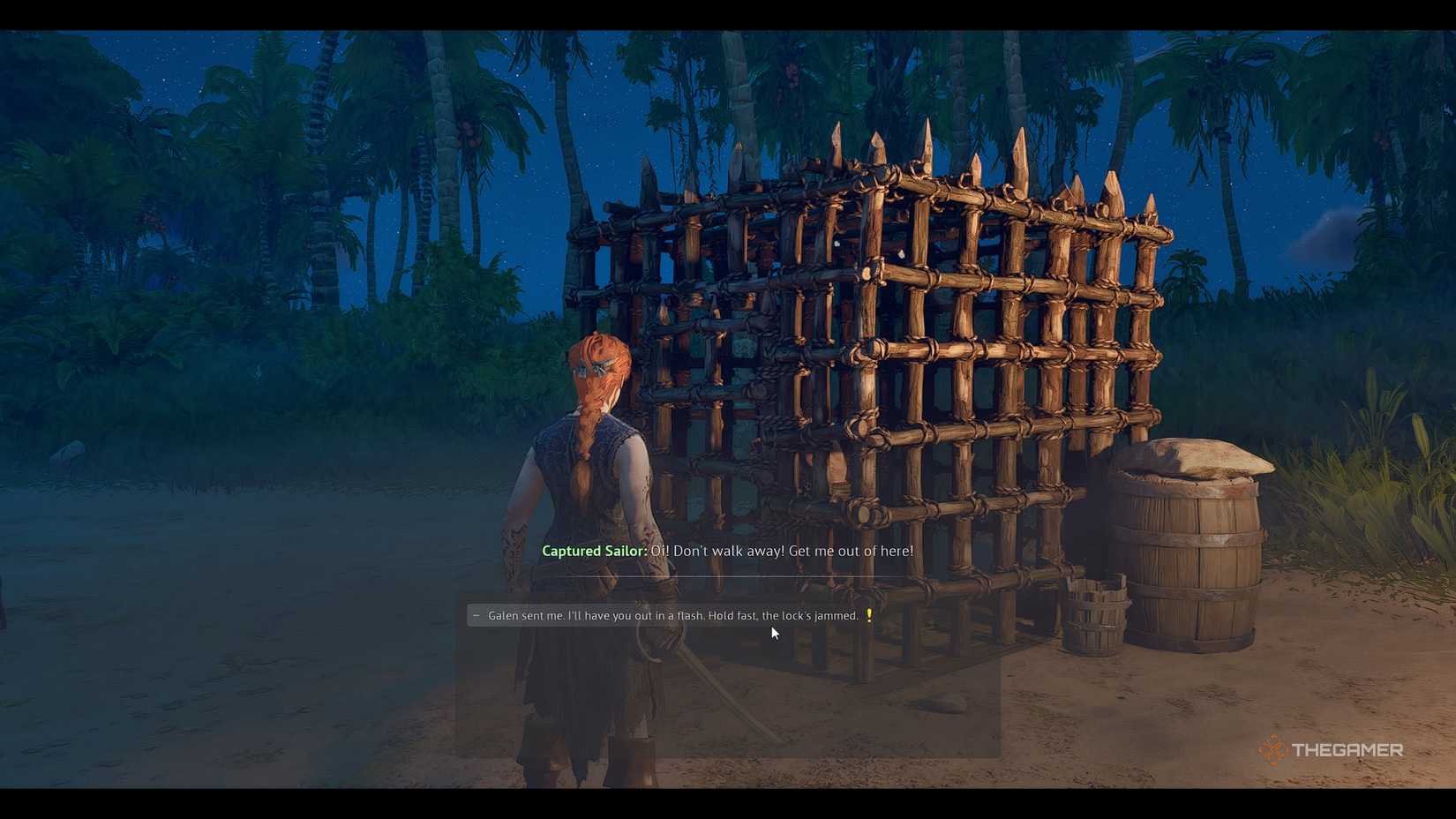 Windrose setting a sailor free in a cage.