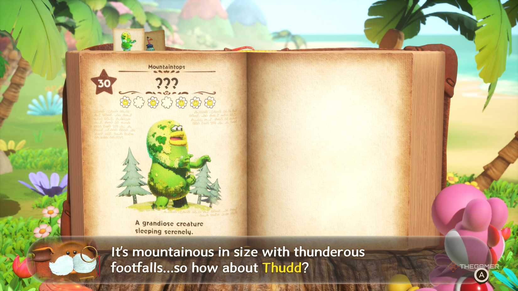 Yoshi and the mysterious book Thudd seen in the index.