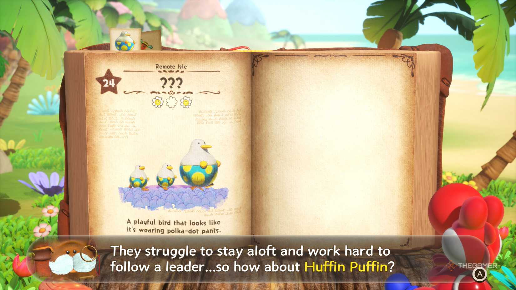 Huffin Puffin on the creature page in Yoshi and the Mysterious Book.