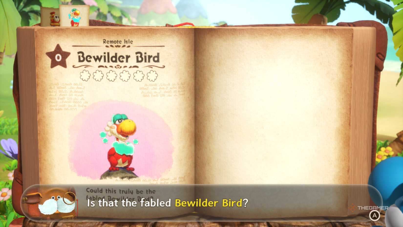Bewilder Bird on the creature page in Yoshi and the Mysterious Book.