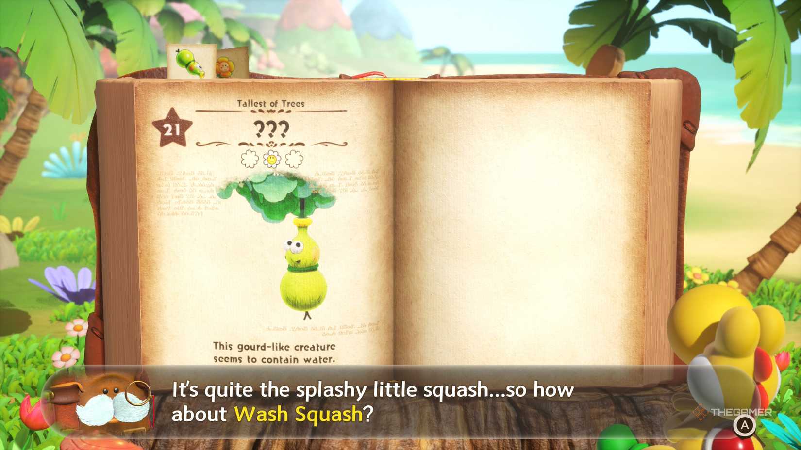 Wash squash creatures page from yoshi and the magical book.