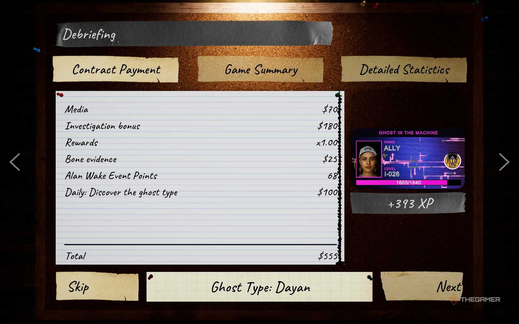 Post event points in Phasmophobia.