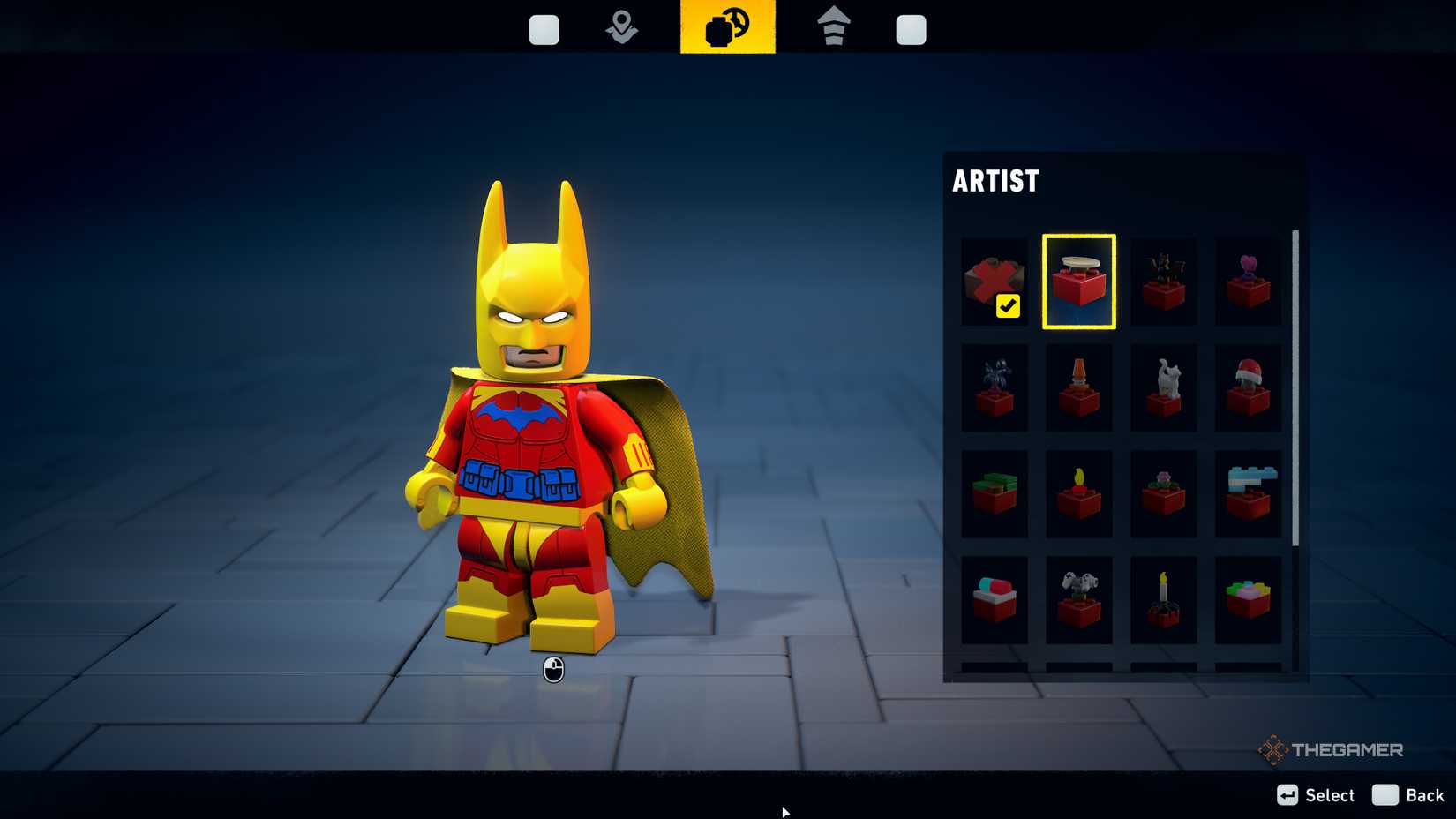 Lego Batman with artist color palette.