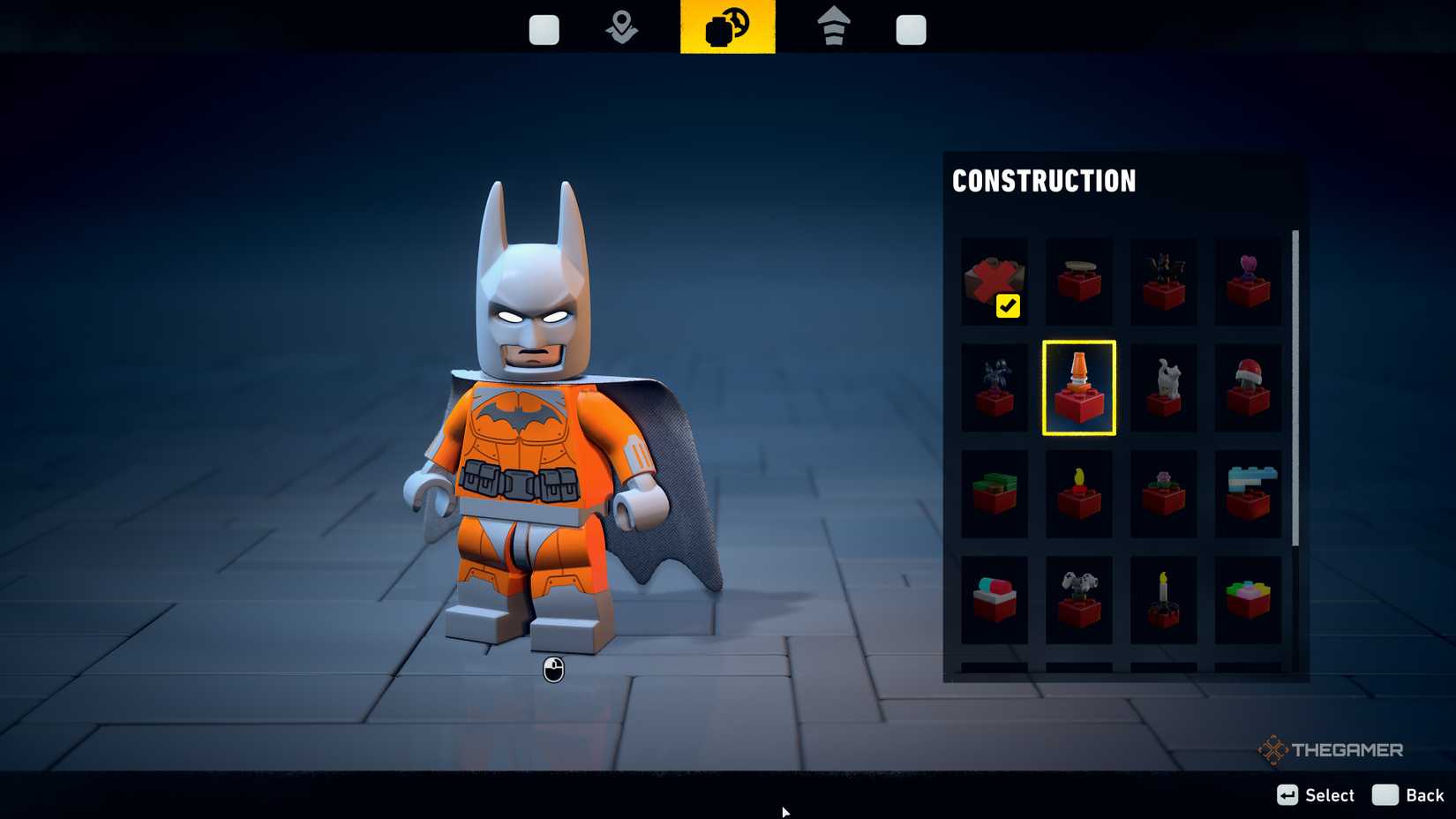 LEGO Batman with a construction color palette.