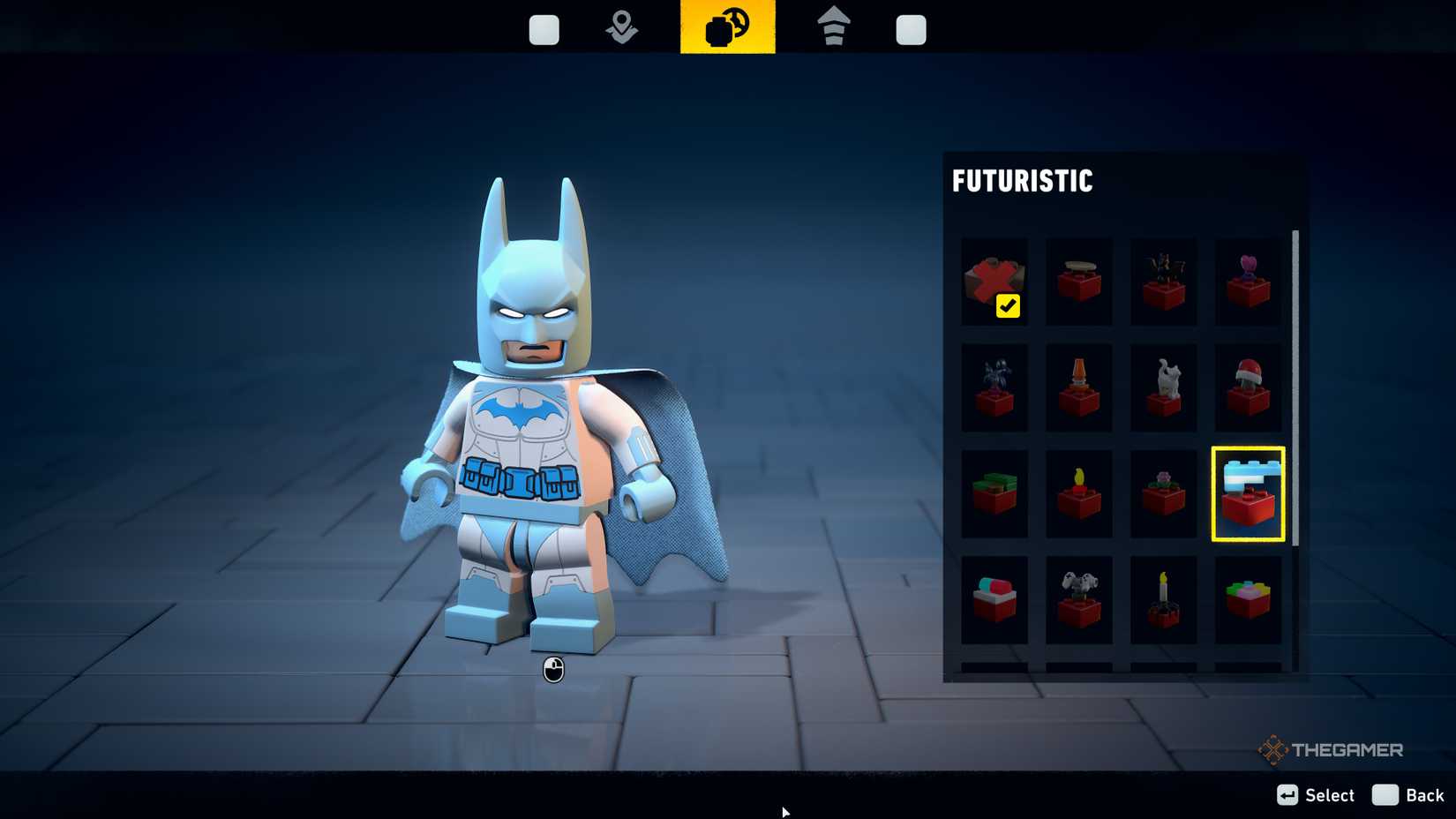 Lego Batman with a futuristic color palette.