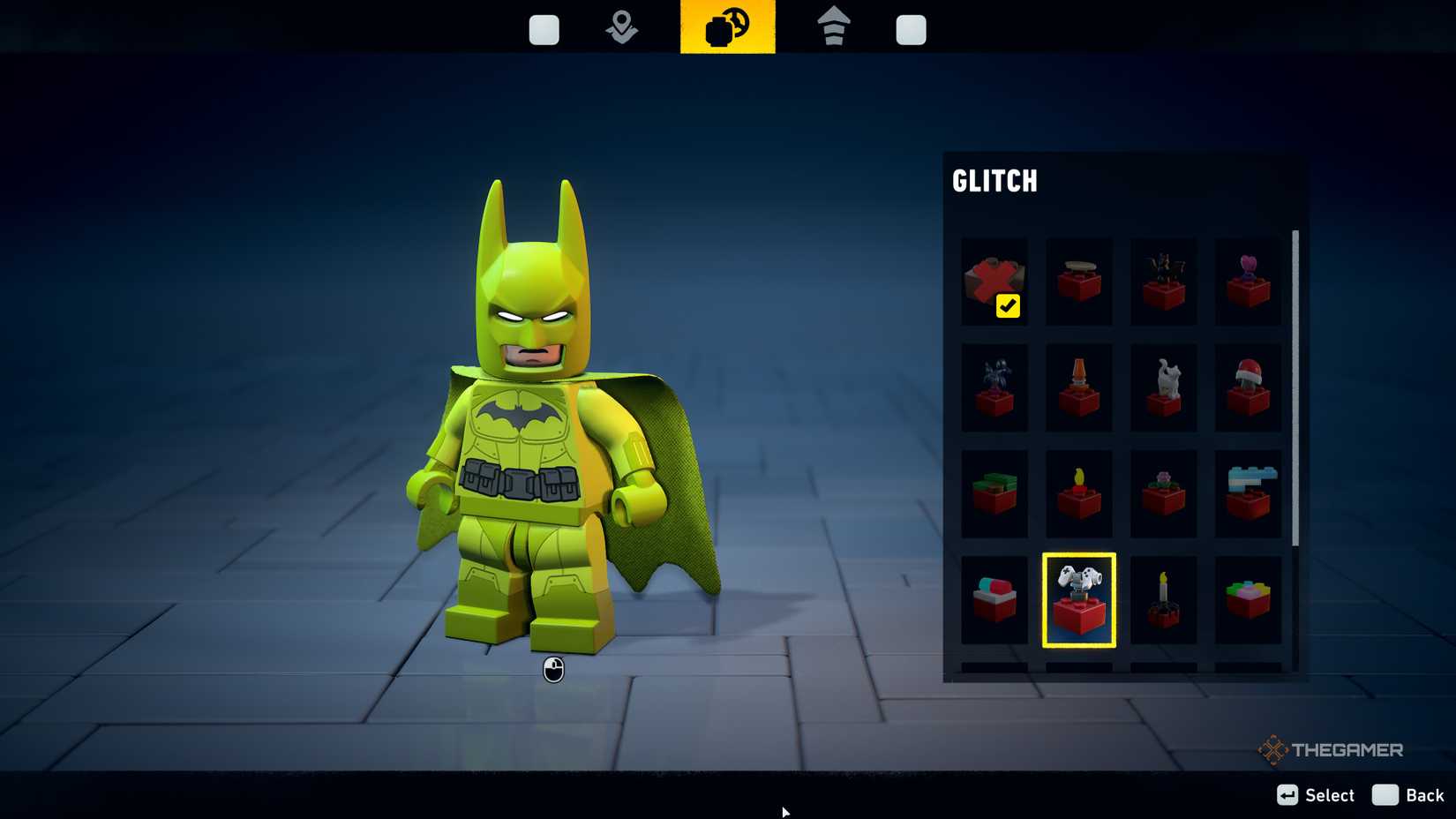 Lego Batman with a glitch color palette.