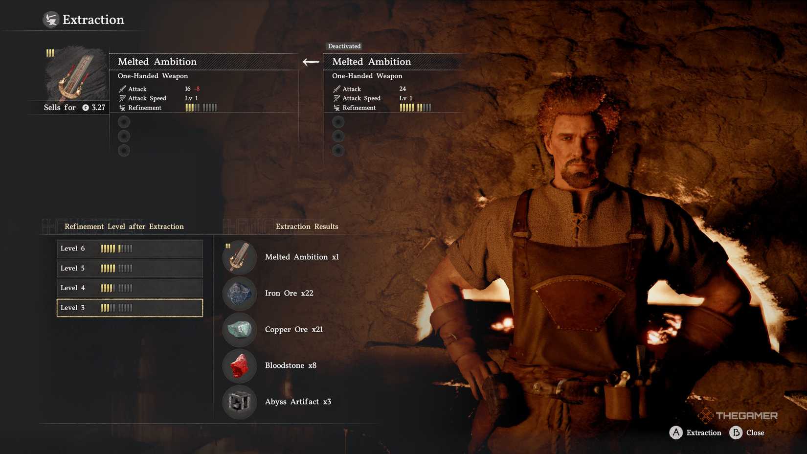 Player performing weapon extraction in Crimson Desert.