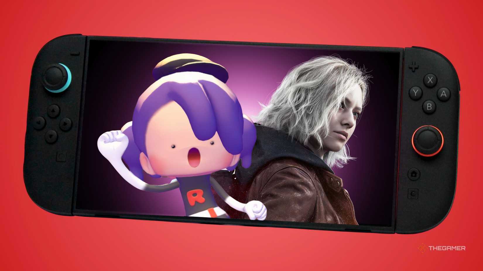 A Nintendo Switch 2 with Ditto from Pokemon Pokopia and Grace from Resident Evil Requiem on it.