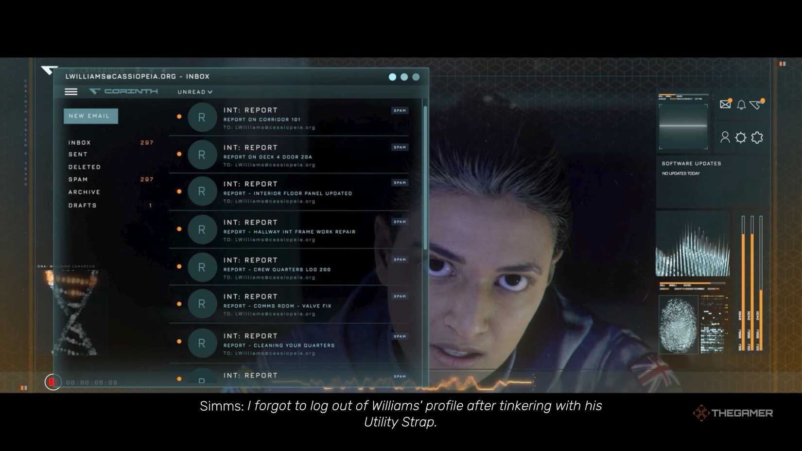 Screenshot of Simms from recording Field Agent Simms in The Dark Pictures Anthology Directive 8020.