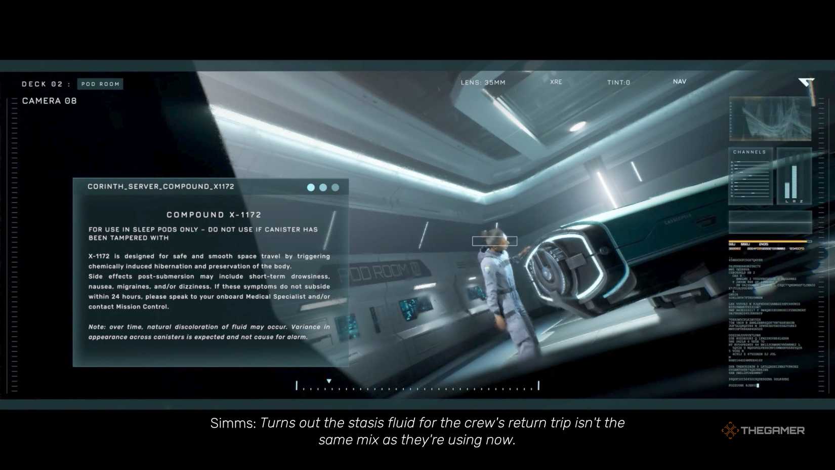 Screenshot of Simms from Sweet Dreams Simms Recording in The Dark Pictures Anthology Directive 8020.