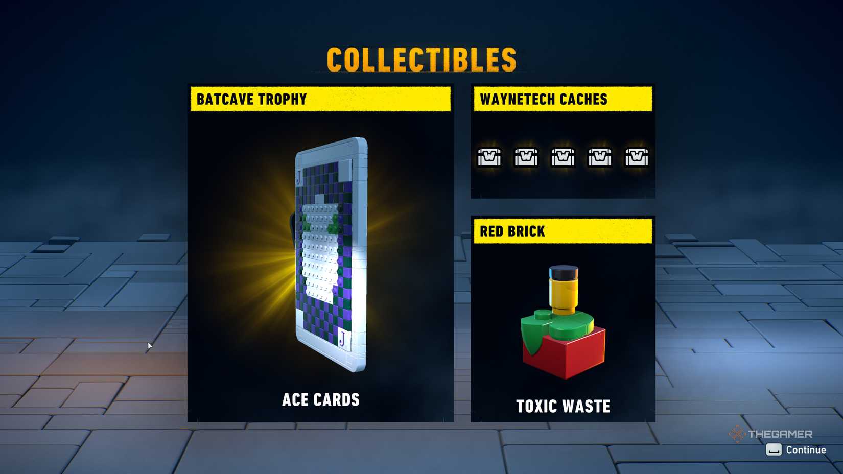 Lego Batman: The Dark Knight's Legacy rewards you with the Ace Card and the Toxic Waste Red Brick collectible.