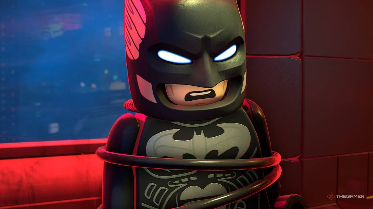 Batman is bound by Catwoman's whip in LEGO Batman Legacy of the Dark Knight.