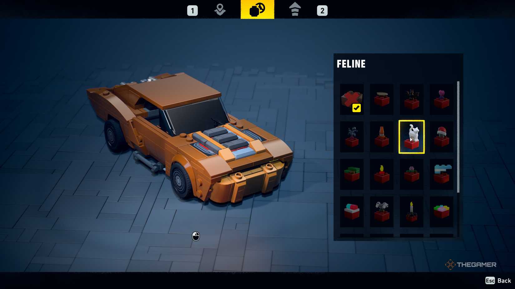 Batmobile with the cat color palette in Lego Batman Legacy of the Dark Knight.
