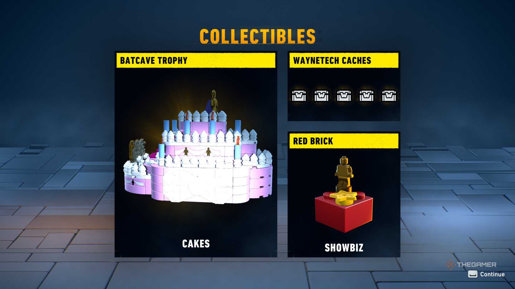 LEGO Batman Legacy of the Dark Knight Cake and Showbiz Red Brick Collection.