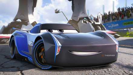 Cars 3 villain in Forza Horizon 6 in front of a Gundam.